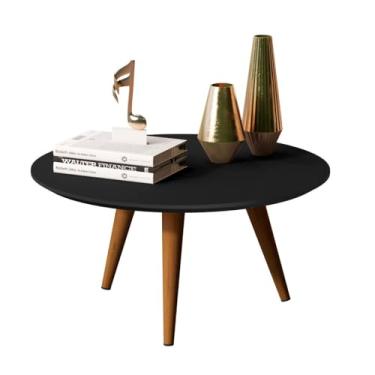 Imagem de Mesa De Centro Redonda Sala Mdf Pé Palito Decorativa Preto