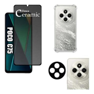 Imagem de Kit Para Poco C75 Película Ceramica Privacidade Fosca, Capa e Película