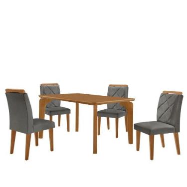 Imagem de Mesa de Jantar Liz 120cm MDF Canto copo e com 4 Cadeiras Melissa - Mod