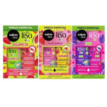 Imagem de Salon Line Kit Com 3 Shampoo e 3 Condicionador Meu Liso Kids Melancia,