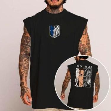 Imagem de Camiseta Regata Algodão Machão Oversized Abstract Eren Jaeger Attack On Titan Anime-Unissex