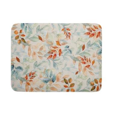 Imagem de Kawani Tapete De Secagem Pratos Outono Eucalipto 18 X 24 Polegadas, Folhas Aquarela Verde Laranja Colheita Outono, Grande Absorvente, Escorredor Para Bancada Cozinha