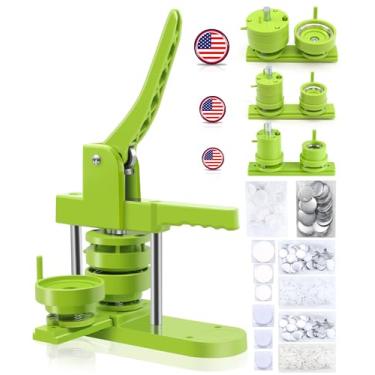 Imagem de Happizza Máquina Para Fazer Botões De Vários Tamanhos, Pino 1 + 1,25 2,25", Modelos Intercambiáveis, Prensa Crachás Com 300 Conjuntos 25 32 58 Mm, Suprimentos E Cortador Circular