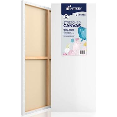 Imagem de Stretched Canvases for Painting 16x40 Inch 2-Pack, 12.3 oz Triple Primed Acid-Free 100% Cotton Long Blank Canvas, Large Art Canvases for Oil Paint Acrylics Pouring & Wet Art Media, Pour Painting