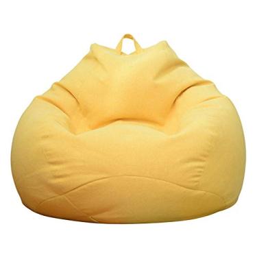 Imagem de QIROG Sofabezug Big Small Lazy Bean Bag Capa de sofá sem enchimento de tecido de linho Saco de assento de espreguiçadeira Puff Sofá Fill-08_70 x 80 cm