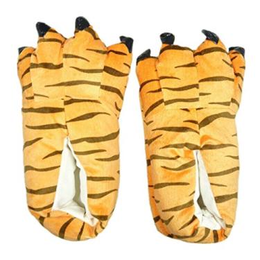 Imagem de MizHome Pantufas unissex macias com garra de pata para casa, Leopardo, Medium