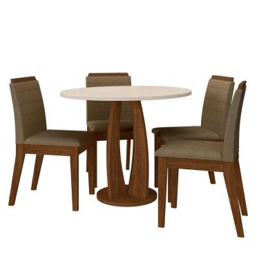 Imagem de Sala De Jantar Redonda Fontana Com 4 Cadeiras Freijó/off/capuc - M.a