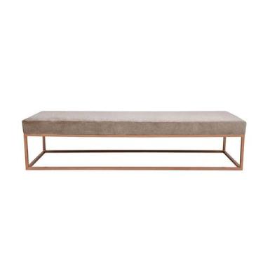 Imagem de Banco 2 Lugares Giulia Veludo Bege e Dourado 140 cm - Mobly