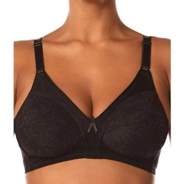 Imagem de Sutiã sem Bojo Colonial Demillus Plus Size Vintage Rendado, 54, Preto