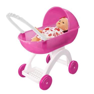 Imagem de Carrinho Berço Para Boneca Baby Rosa Meninas - Apolo Brinquedos