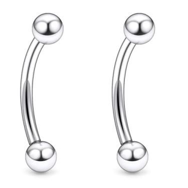 Imagem de Ruifan 20 g 18 g 16 g Joia de piercing de torre titânio externamente roscada barra curva sobrancelha tragus hélice concha lóbulo labret brincos piercing labial joias para mulheres homens bola spike 6