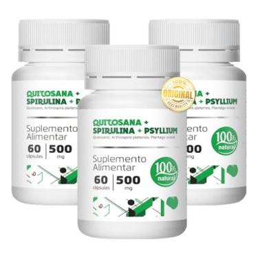 Imagem de Quitosana Spirulina Psyllium - Kit 3 Frascos - 60 Cáps Cada