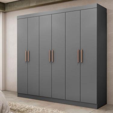 Imagem de Guarda-Roupa Casal Paris 6 Portas 2 Gavetas Onix - Maxel, Cinza, Moder