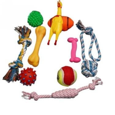 Imagem de Kit Brinquedos Mordedor Cachorro Filhote Anti Estress os dentes Limpeza da boca