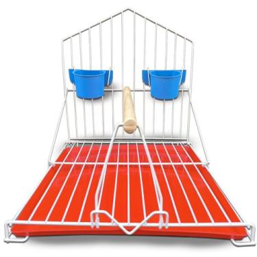 Imagem de Gaiola para papagaios Habitat para pássaros (BRANCO-VERMELHO)