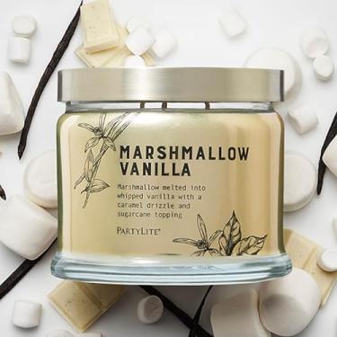 Imagem de PartyLite Vela perfumada, marshmallows e creme de baunilha com aroma de caramelo e açúcar mascavo, aromaterapia de 3 pavios com 25 a 45 horas de queima, ideal para decoração de casa, presentes de