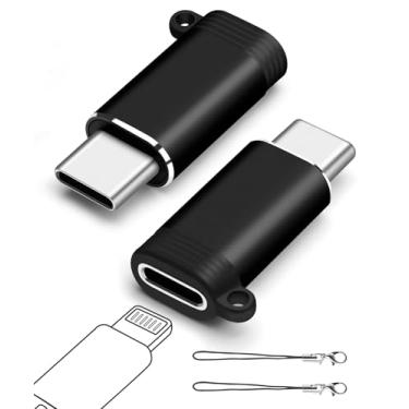 Imagem de leizhan Adaptador Lightning fêmea para USB-C macho (pacote com 2), adaptador USB C Lightning, transferência de dados para iPhone 16/15 Series, MacBook Pro/Air, iPad, não serve para áudio/OTG-preto