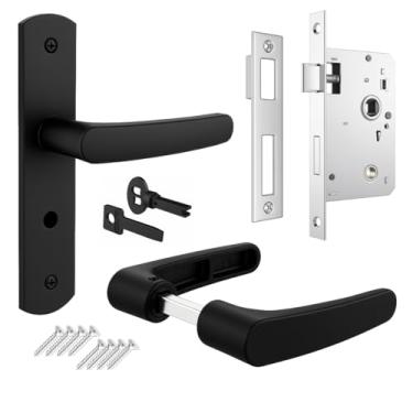 Imagem de Kit 1 Fechadura Completa Soprano Ipanema Porta Madeira Banheiro Chave Fixa Maçanetas Espelho Contra Testa Parafusos