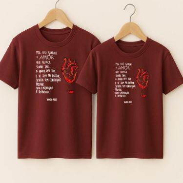 Imagem de Camiseta Casal Namorados Algodão Estampa Pra Você Guardei O Amor Músic