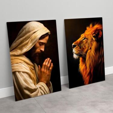 Imagem de Quadro decorativo Jesus e o leão da tribo de Judá - MeMoldura, 120x180