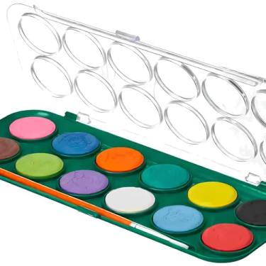 Imagem de Supertela Artefatos de Madeira - Aquarela Leonora, 12 Cores com Pincel, Estojo 22 x 9,5cm, Pastilhas 3cm, Solúvel em Água