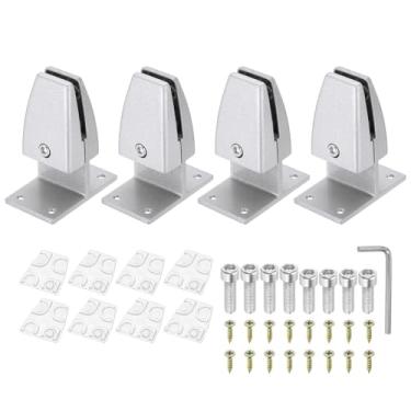 Imagem de PATIKIL Braçadeira de suporte para divisória de mesa de 7 x 4,3 x 9 cm, 4 peças de braçadeira de alumínio para divisória de mesa para painel de escritório e casa, prata