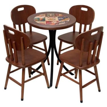 Imagem de Conjunto de Bistrô  Beer baixo com 4 cadeiras - DG Móveis - Reisol Móv