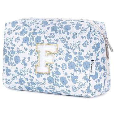 Imagem de Narwey Bolsa de maquiagem inicial personalizada, presentes de Páscoa para adolescentes, meninas, crianças, mulheres, monograma, bolsa cosmética moderna, 6, 8, 10, 11, 12, 13, 14, 16, 18 anos de idade