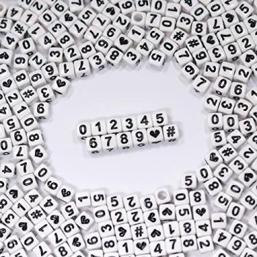 Imagem de Melius 500 peças de contas de acrílico para fazer joias, colares DIY, chaveiros, pulseiras (quadrado 15 x 15, branco)