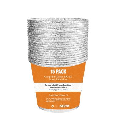 Imagem de Pacote com 15 BAC407 Forro de Balde de Graxa Compatível com Grelhas Traeger para HDW152 Balde de Graxa Traeger Pro Series 575/780, 20/22/34, Ironwood 650/885 Grills, Pit Boss Pellet Grill Smoker