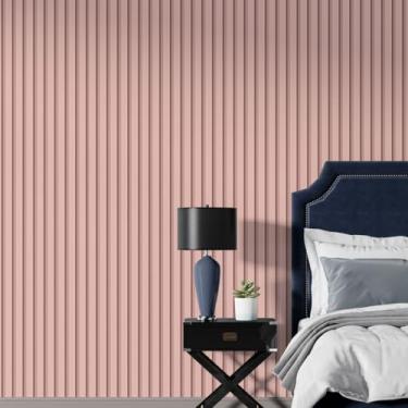 Imagem de Papel de Parede Adesivo Impermeável Ripas de Madeira Ripado Rosa Rolo De 12M Prova Dagua