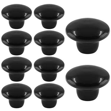 Imagem de Auvotuis 10 puxadores de cerâmica para armário, 38 mm pretos bonitos puxadores de gaveta redondos puxadores de gaveta com parafusos para armário, guarda-roupa, cozinha, quarto, porta, quarto infantil