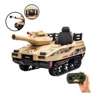 Imagem de Mini Carro Elétrico Infantil Tanque 12V Controle Musica Brinqway Bw279