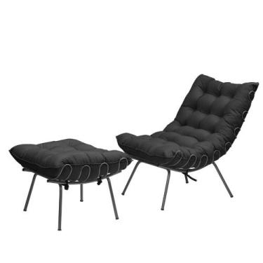 Imagem de Poltrona Com Puff Costela Aramada Adão King Lar Preto - Metal Móveis