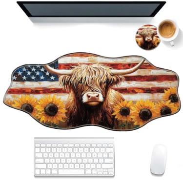 Imagem de DHEEBFWE Tapete de mouse grande para jogos, 90 x 40 cm, bordas onduladas irregulares, GG com base de borracha antiderrapante, tapete de teclado e mouse, tapete de escrita para mesa de escritório