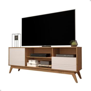 Imagem de Rack Retrô TV Até 72 Polegadas Pés De Madeira 2 Portas E 3 Nichos Kair