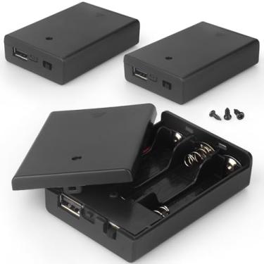 Imagem de VWEICYY 3 peças, 3 pilhas AA com porta USB, estojo de suporte de bateria de 4,5 V