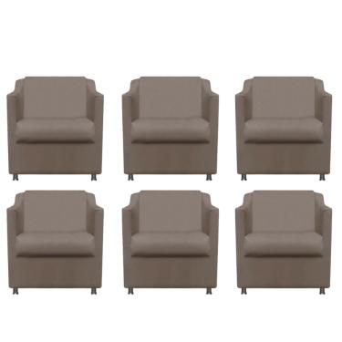 Imagem de Kit 6 Poltronas Bia Decorativa Reforçada Recepção Clinica Salão Sala De Estar Suede