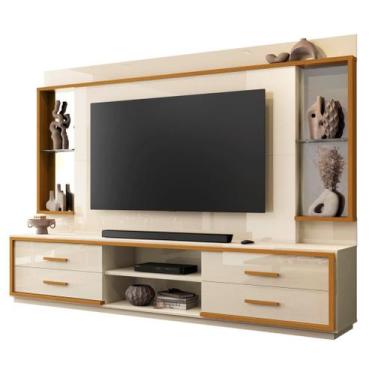 Imagem de Home Estante LN 2.40m Para TV Até 75'' Polegadas Com Rodízios Cor Off 