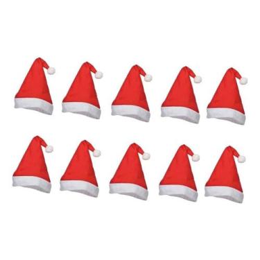 Imagem de Kit 10 Gorros Papai Noel Em Feltro C/ Pom Pom - Lynx