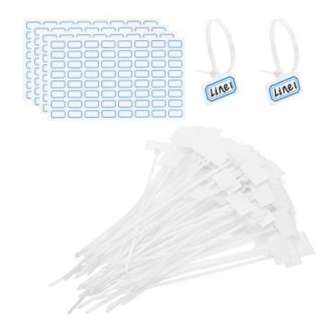 Imagem de PATIKIL Abraçadeiras de 15,2 cm, 200 peças, etiquetas de fio de nylon, etiquetas de plástico autobloqueadas, escreva com etiquetas de papel para organização de cabos de rede e marcação Ethernet