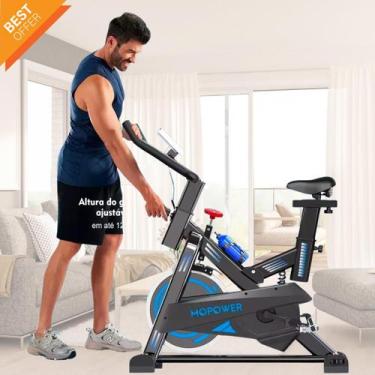 Imagem de Bicicleta Ergométrica Spinning Profissional Azul 17kg de Inércia Supor