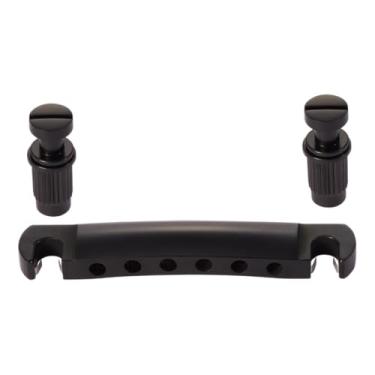 Imagem de KAISH Tune-O-Matic Bridge Tailpiece Stop Bar com trava de clipe para guitarras LP/Les Paul/SG/ES, preto