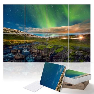 Imagem de PINWELIFE Painéis acústicos de arte de parede - Painéis decorativos de absorção de som para casa ou escritório - 122 x 81 cm x 1 cm - Pacote com 6 - Redução de ruído e absorção de eco (luzes do norte)