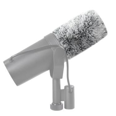 Imagem de LEFXMOPHY SM7B Substituição de para-brisas para microfone vocal Shure SM7B SM7dB filtro pop, capa de gato morto cinza peludo
