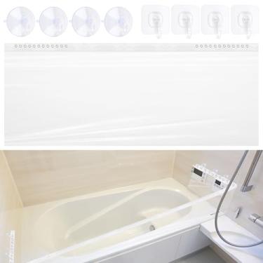 Imagem de Bettoor Protetor contra respingos de banheira evita respingos e mantém o banheiro arrumado - para brincar na água, tomar banho de crianças e animais de estimação, fácil instalação com 4 ventosas e 4