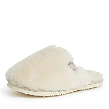 Imagem de Fireside by Dearfoams Chinelo feminino Shelly Beach Shearling Scuff, Natural, 6