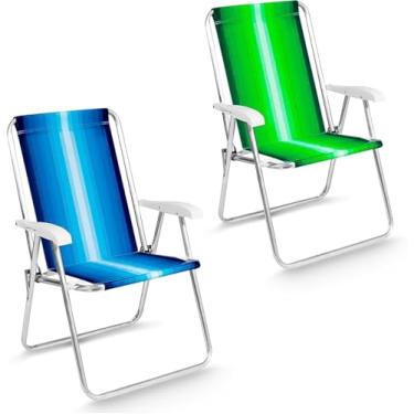 Imagem de Mor - Kit 2 Cadeiras de Praia Cores Sortidas Alta Alumínio Dobrável Leve e Resistente | Conforto para Praia, Piscina, Camping e Jardim.