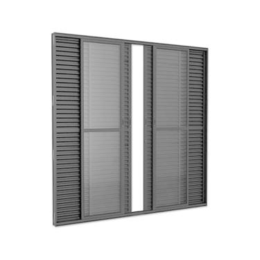 Imagem de Porta Balcão 6 Folhas Veneziana 210x150 Preto Linha 25