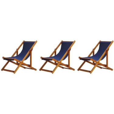 Imagem de Kit 3 Cadeiras Espreguiçadeira Preguiçosa Dobrável Sem Braço Mel - MHM